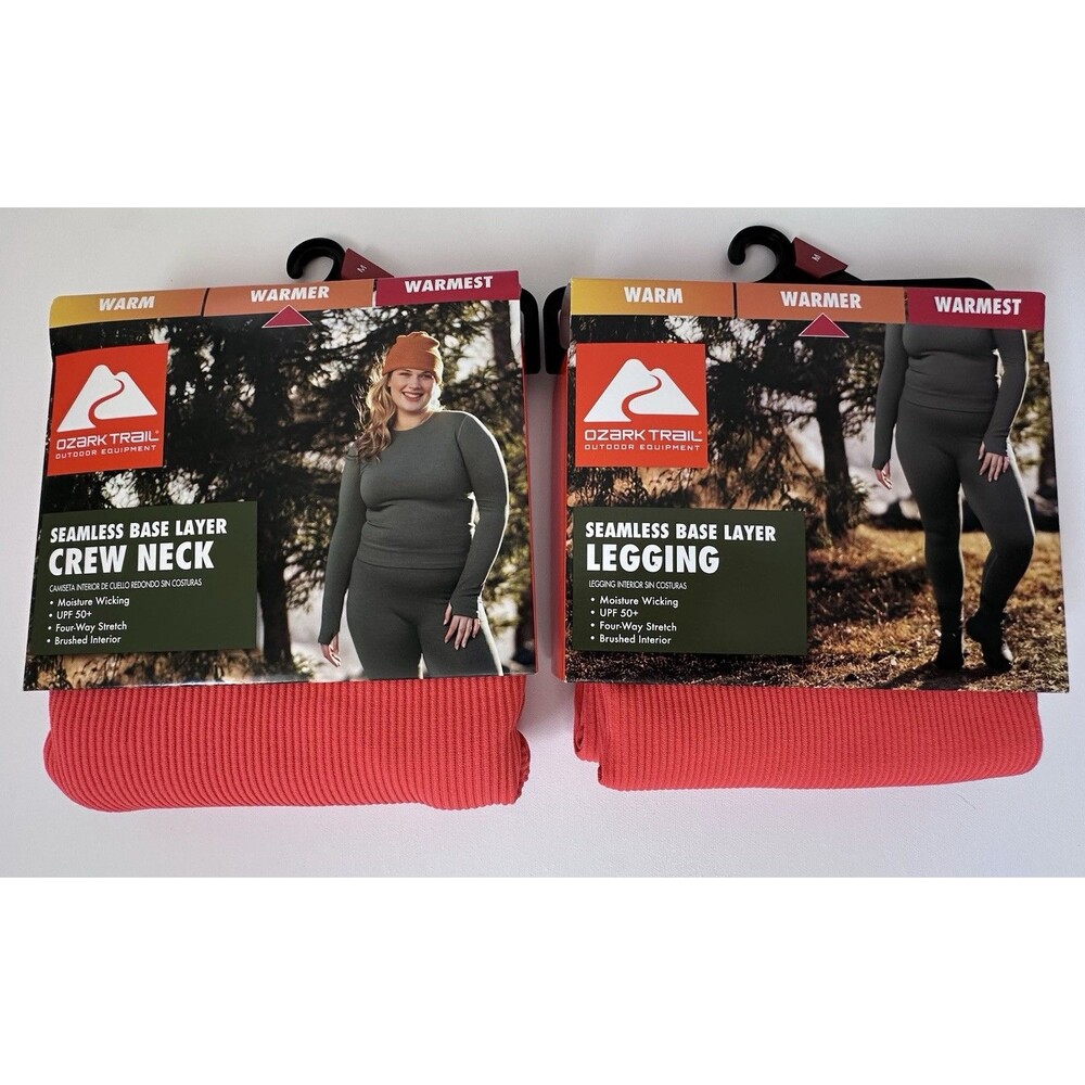 Ozark Trail Thermal Base Layer Set M Orange Hunting Crew Neck + Leggings